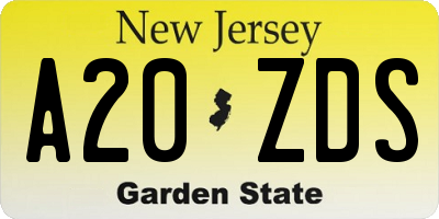 NJ license plate A20ZDS