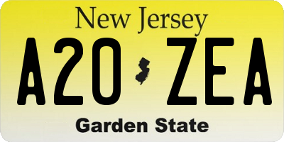 NJ license plate A20ZEA