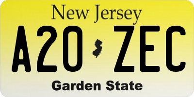 NJ license plate A20ZEC