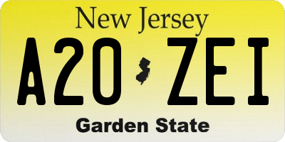 NJ license plate A20ZEI