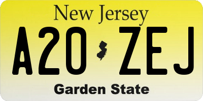 NJ license plate A20ZEJ