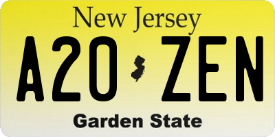 NJ license plate A20ZEN