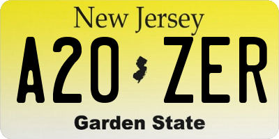 NJ license plate A20ZER