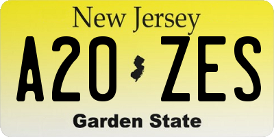 NJ license plate A20ZES