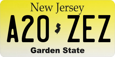 NJ license plate A20ZEZ