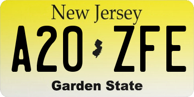 NJ license plate A20ZFE