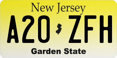 NJ license plate A20ZFH