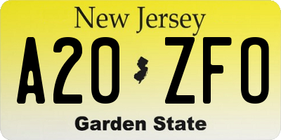 NJ license plate A20ZFO