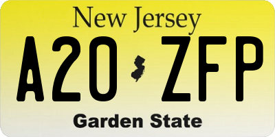 NJ license plate A20ZFP