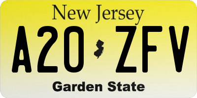 NJ license plate A20ZFV