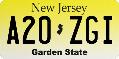 NJ license plate A20ZGI