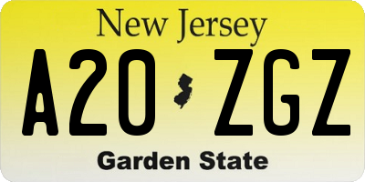 NJ license plate A20ZGZ