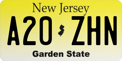 NJ license plate A20ZHN