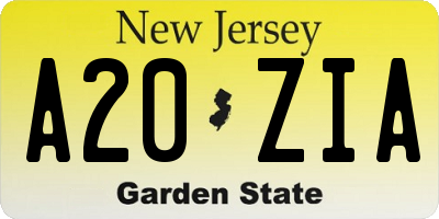 NJ license plate A20ZIA