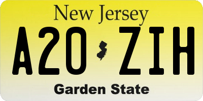 NJ license plate A20ZIH
