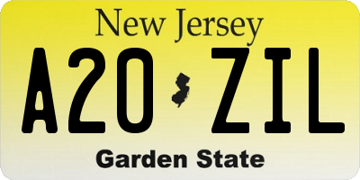 NJ license plate A20ZIL