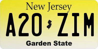 NJ license plate A20ZIM