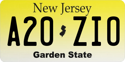 NJ license plate A20ZIO