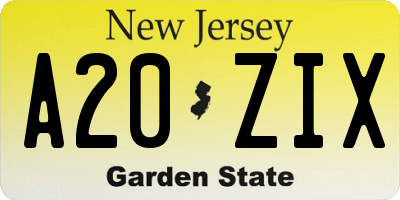 NJ license plate A20ZIX