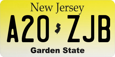 NJ license plate A20ZJB
