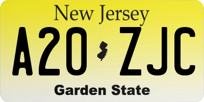 NJ license plate A20ZJC