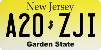 NJ license plate A20ZJI