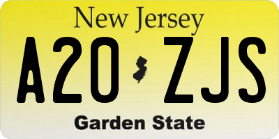 NJ license plate A20ZJS