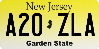 NJ license plate A20ZLA