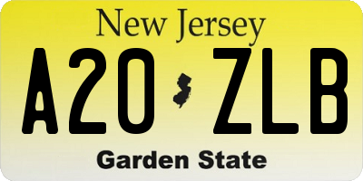 NJ license plate A20ZLB