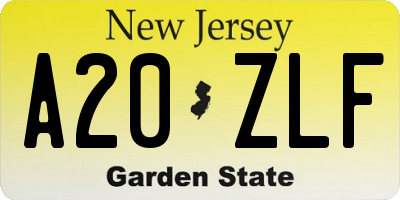 NJ license plate A20ZLF