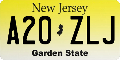 NJ license plate A20ZLJ