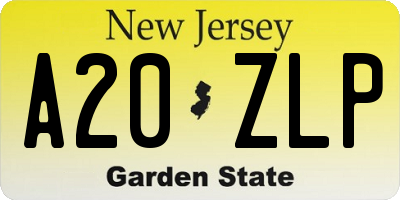 NJ license plate A20ZLP