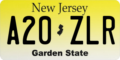 NJ license plate A20ZLR