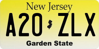 NJ license plate A20ZLX