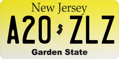 NJ license plate A20ZLZ