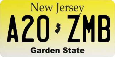 NJ license plate A20ZMB