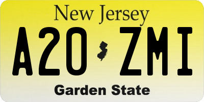 NJ license plate A20ZMI