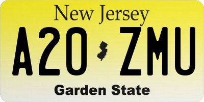 NJ license plate A20ZMU