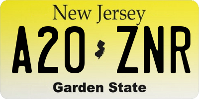 NJ license plate A20ZNR