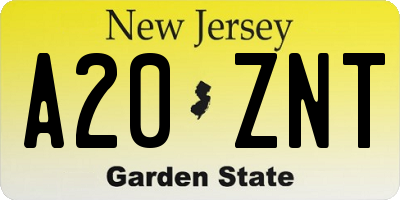 NJ license plate A20ZNT