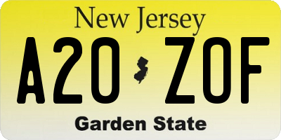 NJ license plate A20ZOF
