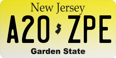 NJ license plate A20ZPE