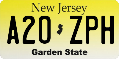 NJ license plate A20ZPH