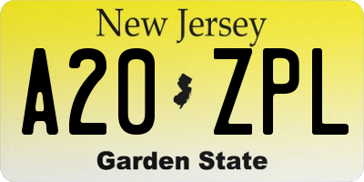 NJ license plate A20ZPL