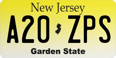 NJ license plate A20ZPS