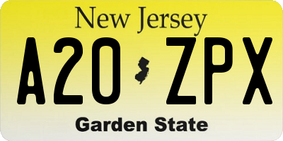 NJ license plate A20ZPX