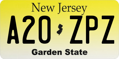 NJ license plate A20ZPZ