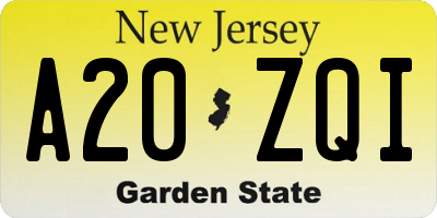 NJ license plate A20ZQI