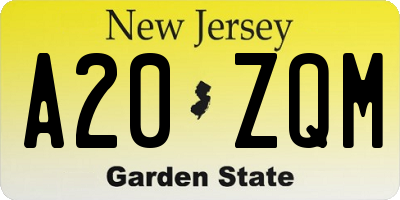 NJ license plate A20ZQM