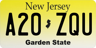 NJ license plate A20ZQU